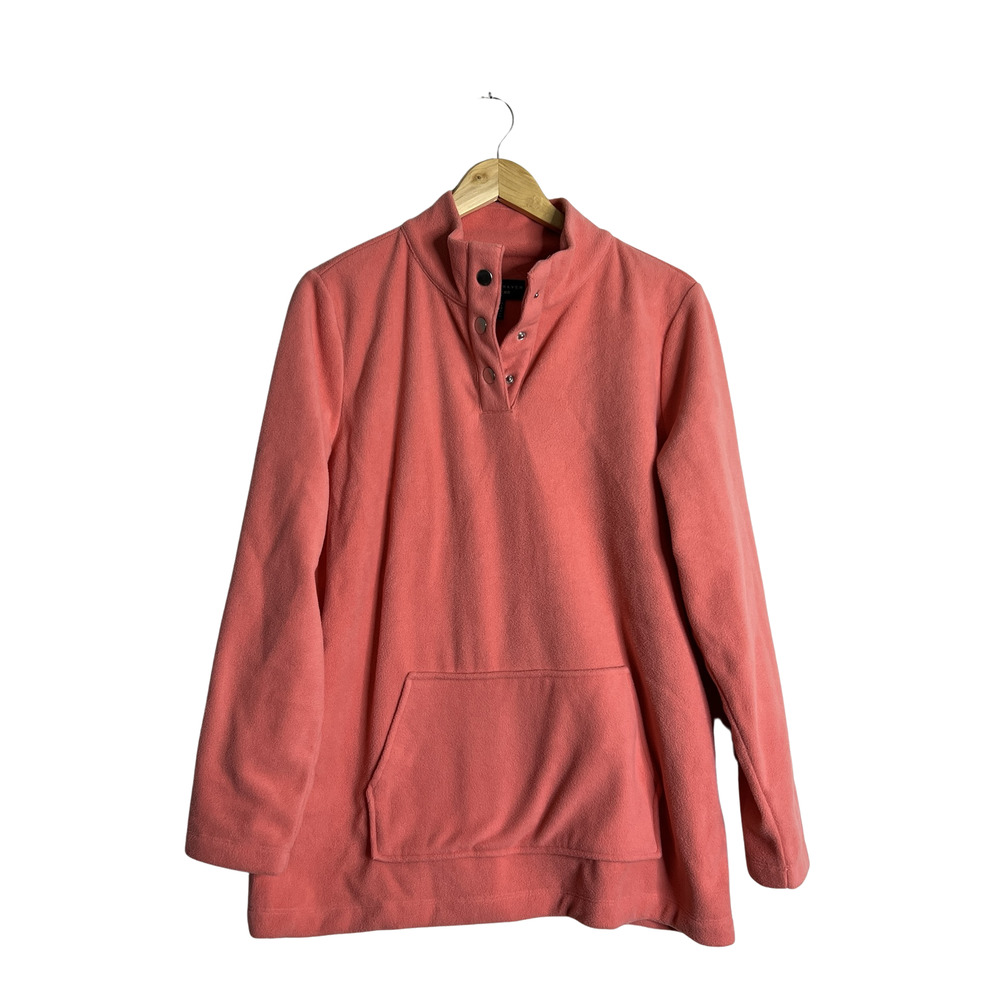 SUSAN GRAVER Weekend Polar Fleece Pullover Solid Sweet Coral M